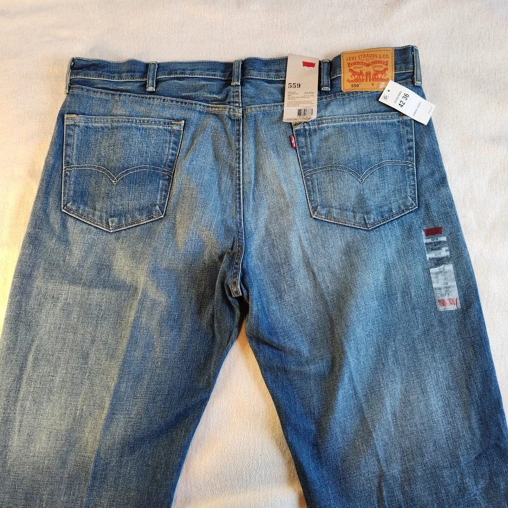 LEVI'S 559‎ Relaxed Straight Fit Jeans Mens 42 x 36 Blue Denim Big & Tall NEW